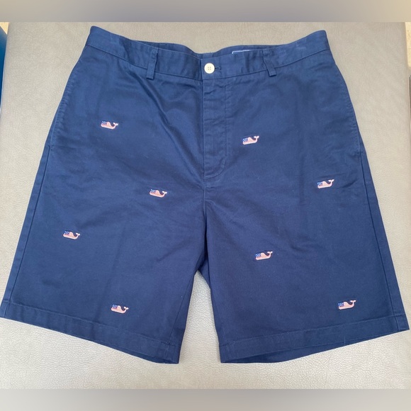 Vineyard Vines Other - Vineyard Vines Dark Blue Whale Embroidered Shorts—38 Waist